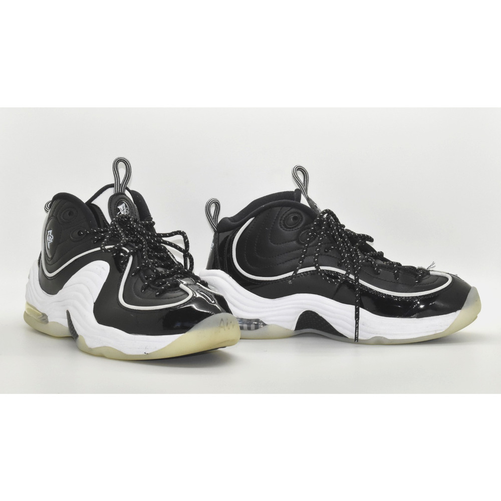 B5 Auth NIKE AIR Penny 2 Black/White Multicolor Patent Shoes DV0817-001 Size 5.5